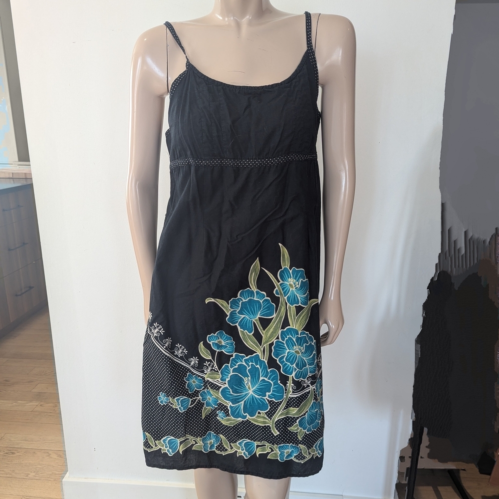 Reitmans Black and Blue Floral Midi Dress